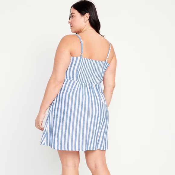 NWT OLD NAVY Sleeveless Linen-Blend Mini Dress Color: Blue Stripe - Picture 7 of 8